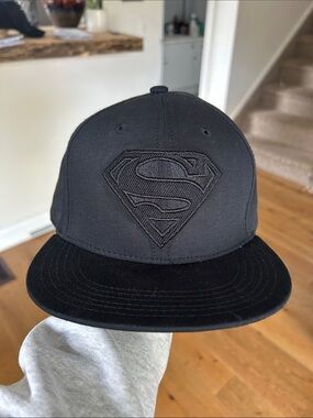 Kids/ adults Black Superman Emblem Snapback Hat